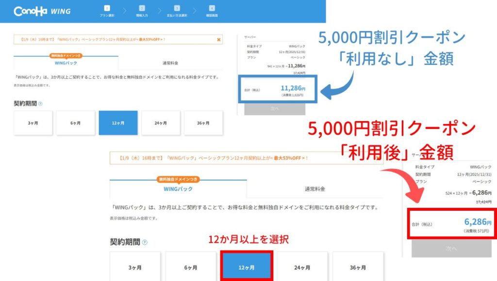 5000円coupon割引適応時